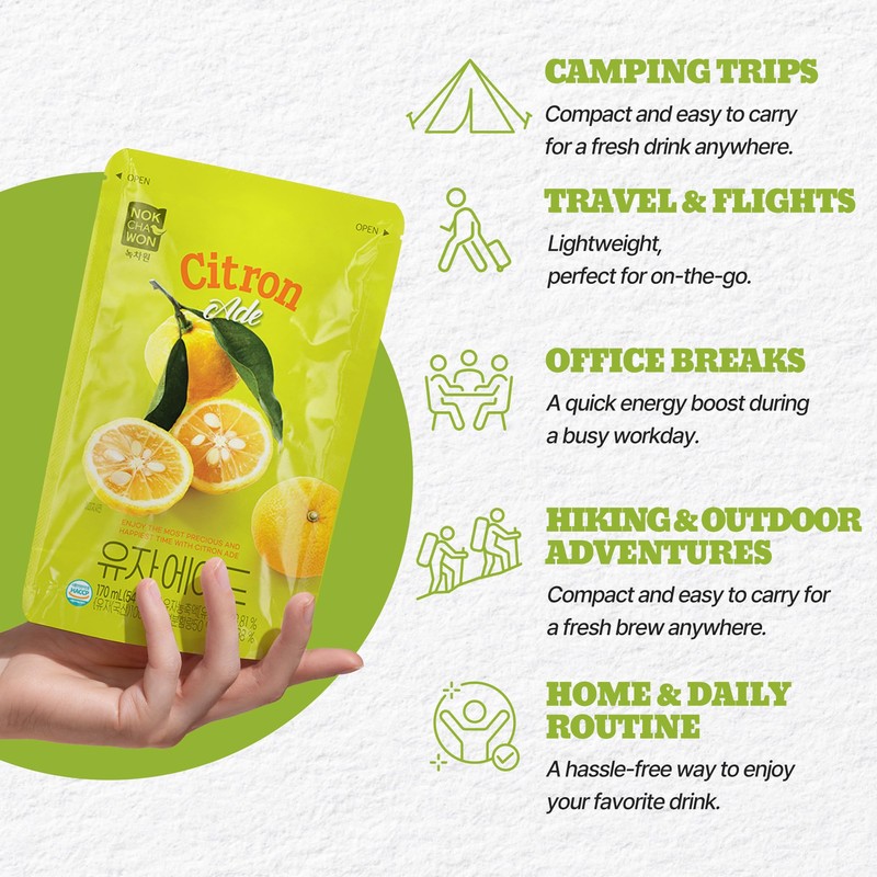 [Nokchawon] Citronade Pouches 10 Packs – Sweet and Tangy Korean
