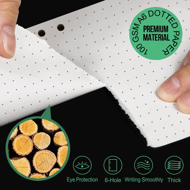 FANDAMEI 180 Sheets/360 Pages A6 Refills Dotted Paper, 100 GSM