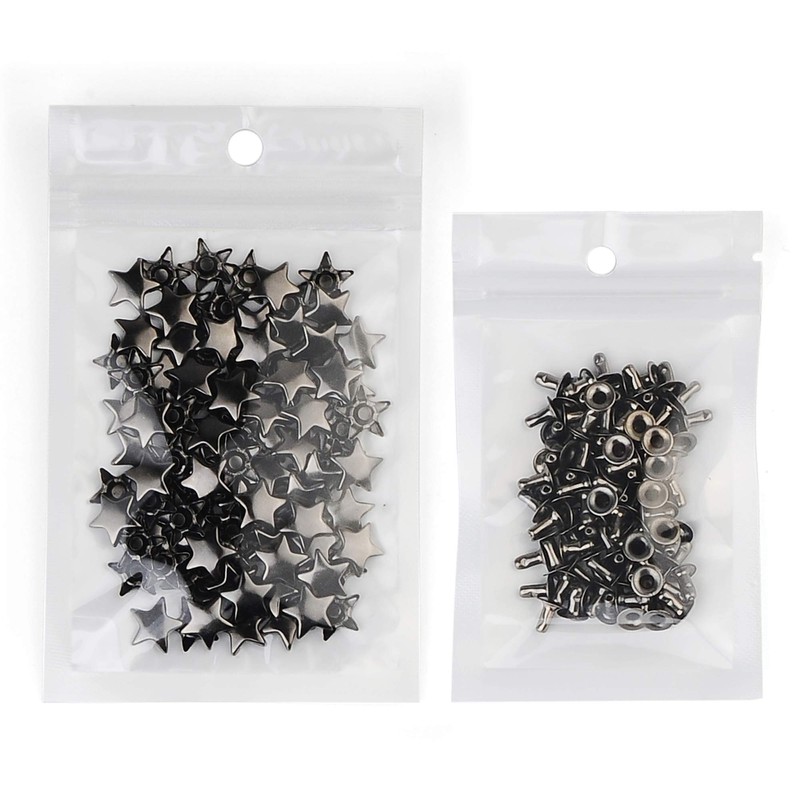 100 Sets 12MM Gun Metal Star Rivets for Leather Star