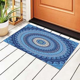 Blue Greek Matiasma Evil Eye Durable Doormat Indoor Outdoor Entrance Door Mat Bath Rug Decorative Patio Garage Garden Kitchen Door Mats Porch Gifts Mats 30 x18 Inch