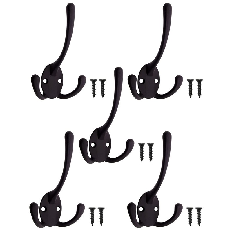 Fuxxer® 5x Classic Coat Hooks Wall Hooks Triple Hooks for