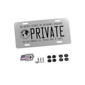 Private No Driver Or Insurance Required 6"X12" Aluminum Car License Plate Cover Holder Funny Humor Auto Car Tag Frame Universal Decorative Auto Accessory for US Vehicles Standard for Women Men