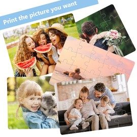 Thinp Pack of 5 Heat Transfer Puzzle Pieces Blank Puzzle Sublimation Transfer White Puzzle Sublimation Blanks Blank Puzzle for Children Painting and Customising DIY Arts and Crafts