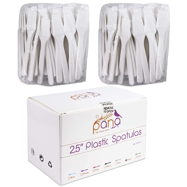 200pcs PANA Cosmetic Make Up Disposable Plastic 2.5" Spatulas Skin Care Facial Cream Mask Spatula (WHITE-200 Pieces in a Box)