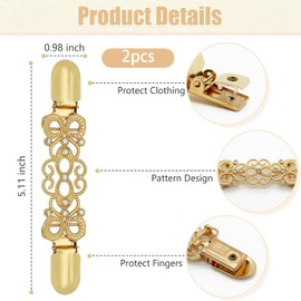 2 Pcs Cinch Clip,Vintage Cinch Dress Cardigan Waist Cincher Shirt Clips for Clothes to Stop Gaping Fitting,Adjustable Cincher for Women Clothing Fashion Retro Decor Brooch Pin Clasp for Shawl Sweater