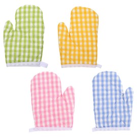 Kichvoe 2pcs Kids Oven Mitts Children Small Gloves Cute Heat Resistant Gloves with Hanging Loop Play Kitchen Accessories