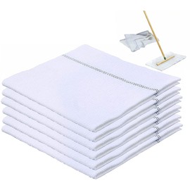 Generico Cuban Style Mop Cloth Set (6 Pack) - 100% Cotton, Hard Floor, White
