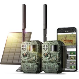4G LTE Cellular Trail Camera with Pre-installed SIM Card, 2K Live Streaming, Solar Powered, Low Glow Night Vision, Remote Access, Motion Activated, Two-Way Audio Game Camera for Outdoor Security