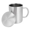 Stainless Steel Mug with Handle Lid DoubleLayer Heat Insulation Cup