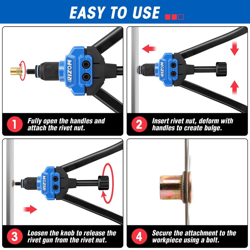 Rizom Rivet Nut Tool, 16” Rivnut Tool Kit with 13