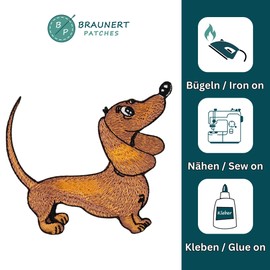Dachshund Dog Patch for Iron-On or Sew-On Iron-On Patch Dachshund Teckel Iron-On Patch for Clothes Embroidered Iron-On Patch Applique Patch Size 9.2 x 8.5 cm