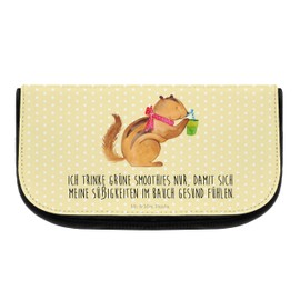 Mr. & Mrs. Panda Cosmetic Bag Squirrel Smoothie Gift Makeup Bag Funny Sayings Makeup Bag Animals Cosmetic Bag, yellow, Hand Drawn