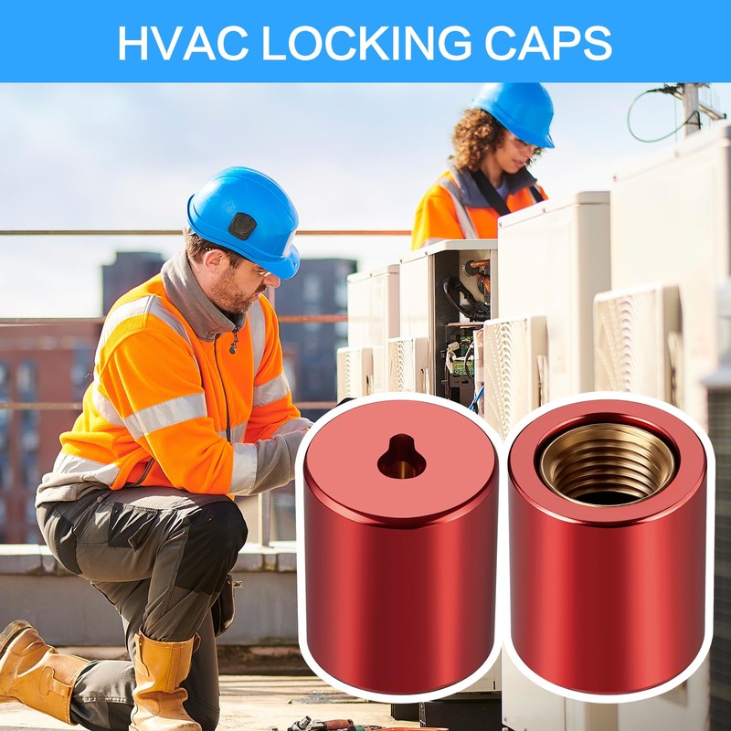 1/4" Pink Brass HVAC Locking Caps 10-Pack, Tamper-Proof Refrigerant