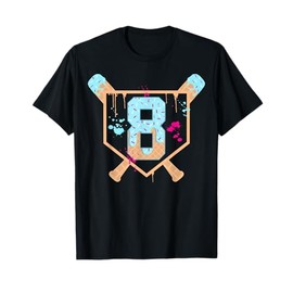 Baseball 8 Year Old Ice Cream Drip 8th Birthday Boy Number 8 T-Shirt