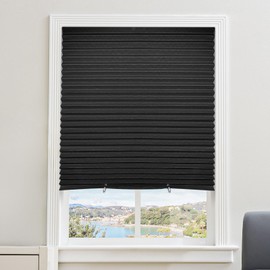 6 Packs Cordless Blackout Pleated Blinds Light Filtering Darkening Temporary Paper Shade 36 in x 72 in Easy Lift Trim-at-Home Black