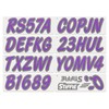 STIFFIE Whipline Solid Purple/Carbon 3" Alpha-Numeric Registration Identification Numbers Stickers