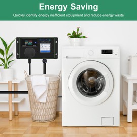 50A AC Power Meter, 240V Digital Multimeter Tester, NEMA L14-30P to NEMA 14-50R Outlet Monitor with 2FT 10AWG Cable and 50A Circuit Breaker, Real-Time Voltage, Current, Power, and Energy Monitoring