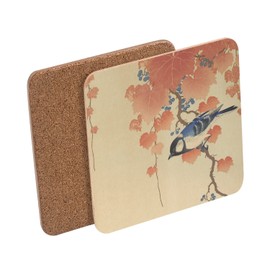 Untersetzer aus Kork – Blauer Merle mit japanischem Prägung, Motiv Traditionelle Kunst, 6 Stück (95 x 95 mm)