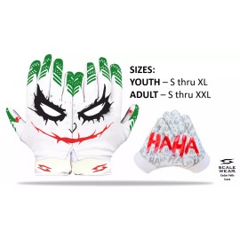 Scale Wear Joker Football Receiver Gloves Sticky Tacky Pro Grip Be a Jester not a Villain - Youth-Medium