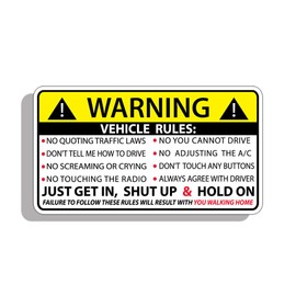 Real Sticky Vehicle Sticker Safety Warning Rule Window Graphic Bumper Visor Car dash Decal