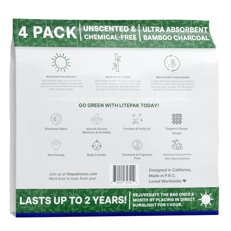Litepak Shoe Deodorizer and Odor Eliminator Activated Charcoal Odor Absorber