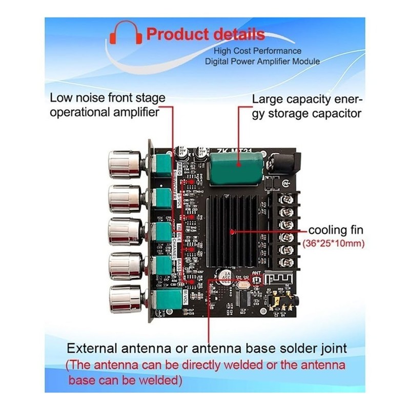 Hcskoss MT21 2.1 Channel Bluetooth 5.0 Audio Stereo Board Base