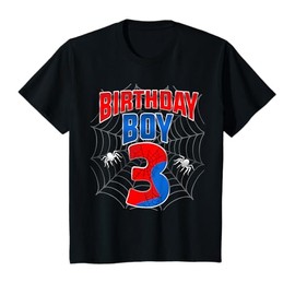 Kids Spider Web Three 3 Years Old It's My 3rd Birthday Boy T-Shirt