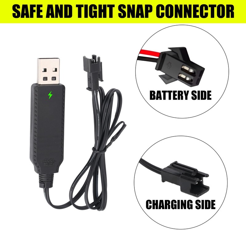 2pcs Battery Charger for Bubble Machine Gun, 3.7V SM-2P USB