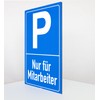 Nur für Mitarbeiter, sign, portrait format, blue, 4 mm aluminium