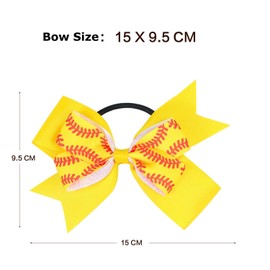 Football Hair Bow Hair Accessories Sport Hair Bow for Women Girls Baseball Bows Softball Bows for Girls Cheer Bow ZFQ02 (Yellow)