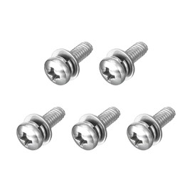 sourcing map M4 x 12mm 304 Stainless Steel Phillips Pan Head Machine Screws Bolts Combine with Spring Washer and Plain Washers 5Pcs