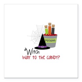 CafePress Witch Way to The Candy Square Car Magnet 3 X 3 Square Car Magnet, Magnetic Bumper Display