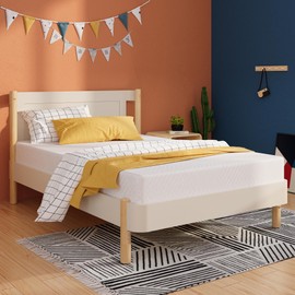 EGOHOME Twin Mattress for Kids Adults Single Bed, 5 Inch Green Tea Gel Cooling Memory Foam Bunk Bed Mattress in a Box, Made in USA CertiPUR-US Certified, Medium Firm Trundle, White