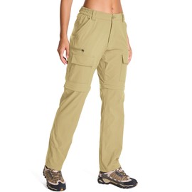 Womens Hiking Pants Convertible Quick Dry Stretch Lightweight Zip Off Outdoor Safari Pants with Cargo Pockets,2195,Khaki,10