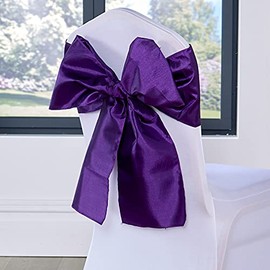 linen Taffeta Sashes Wedding Chair Covers Purple Taffeta Chair Sashes Chair Bows Chairs Decoration Party UK Vibrant Solid Colours (Purple, 10 PCS)