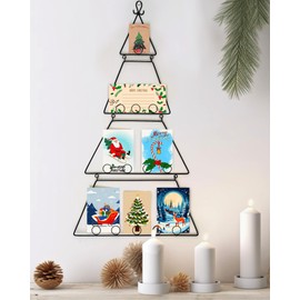 Suzile Christmas Card Holder Display 30" Christmas Tree Card Holder Metal Christmas Card Holder Wall Display for Hanging Picture Holder Photo Wall Display Christmas Card Decoration Ornament