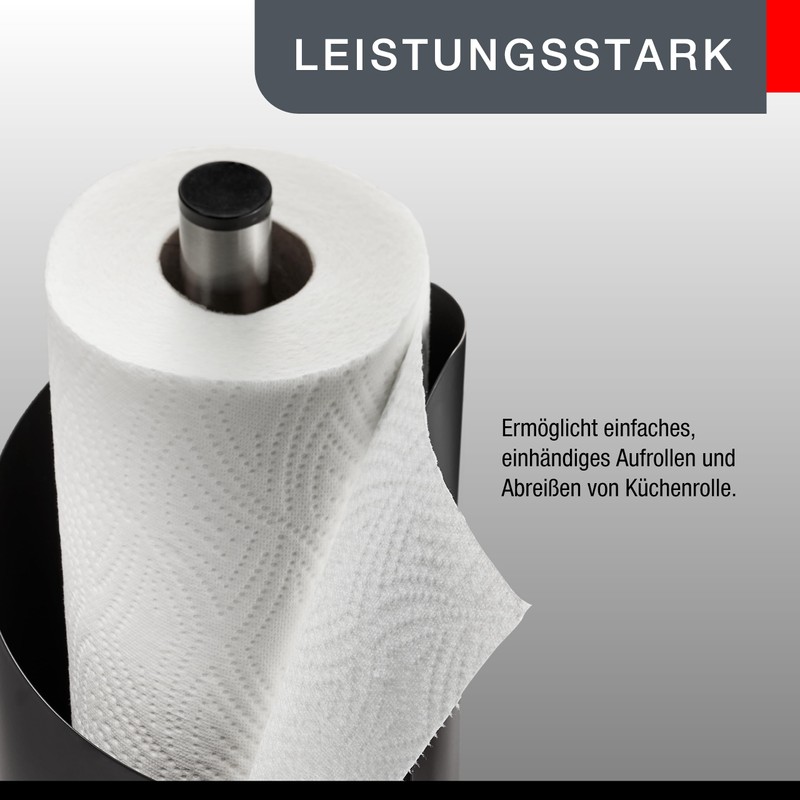 Gefu Curve 15703 Kitchen Roll Holder, Black: Standing Kitchen Roll