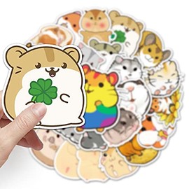 LYLSDSB Pack of 50 Hamster Stickers Cute Animal Stickers for Laptop Skateboard Snowboard Guitar Luggage Car Motorcycle Water Bottle Phone Waterproof Cartoon Kawaii Stickers for Teens Children