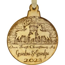 Our First Christmas As Grandma and Grandpa Christmas Ornament (2022) Boy and Girl Tree Hanging Decoration | 1st Collectible Keepsake and Heirloom | Grandma, Grandpa, Babies, Infants, Newborns