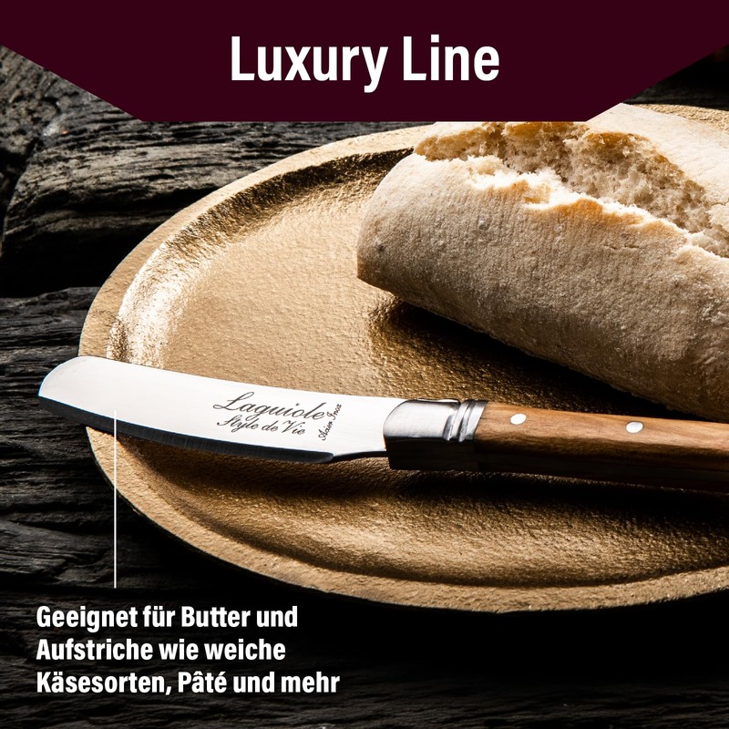 Laguiole Style de Vie Luxury Line Buttermesser Set Olivenholz 4-teilig