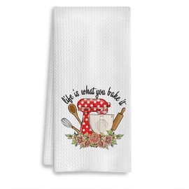 COWEB Funny Kitchen Towels - Best Gifts for Bakers, Baking Gifts for Women, Life is What You Bake It, Dish Towels for Kitchen, Tea Towels for Baking, Baking Towels, 16x24 Inch