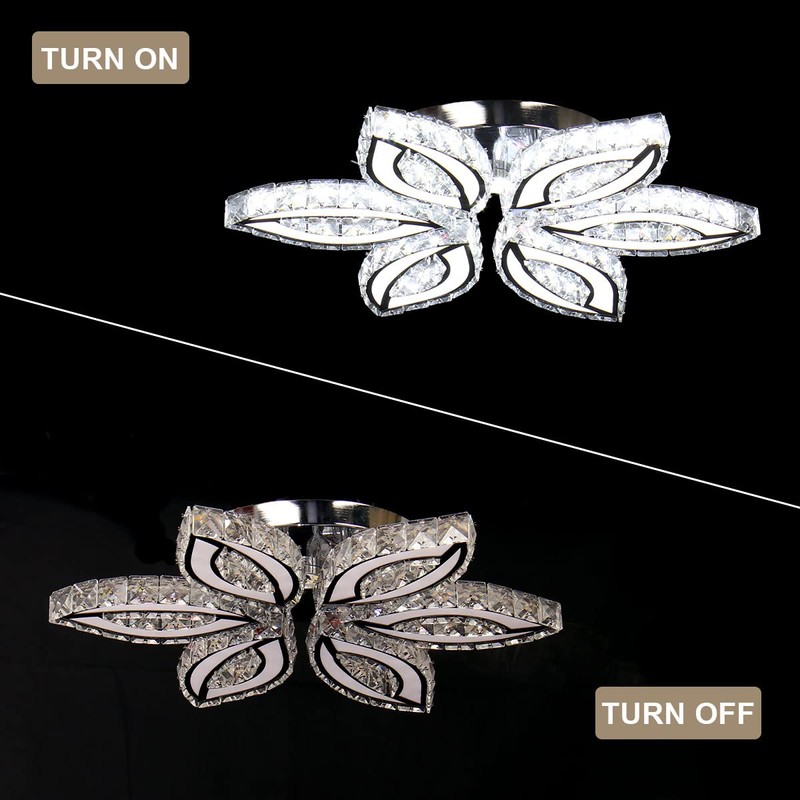 CLAIRDAI 20" Modern Crystal Chandelier, Flower Led Chandelier with K9