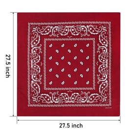 Nymora 6-Pack Paisley Bandana Set - 100% Cotton Kerchiefs in White, Green, Red, Gray, Navy, Black