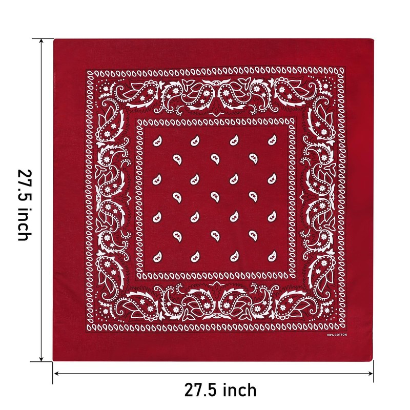 Nymora 6-Pack Paisley Bandana Set - 100% Cotton Kerchiefs in