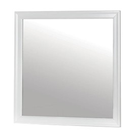 Benjara RYLA Dresser Vanity Mirror, 38 Inch Square Frame, White Solid Wood