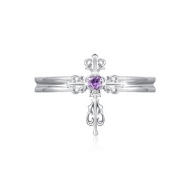 YueYuan Cross Rings for Women Sterling Silver Cross Ring Vintage Cross Rings with Cubic Zirconia Cross Jewelry Gift for Mothers Day, Sterling Silver, No Gemstone