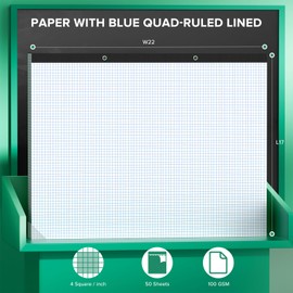 Large Engineering Graph Paper 22x17, 50 Sheets Extra Large Graph Paper 17 x 22 1/4 Grid Pad, 100 GSM Blueprint Drafting Paper 4x4 Grid Paper 22x17 with Sturdy Back for Engineer Math Sketching Drafts