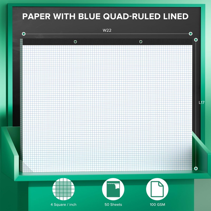 Large Engineering Graph Paper 22x17, 50 Sheets Extra Large Graph