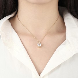 14K Gold Plated Diamond Necklaces for Women April Birthstone Necklace Heart Pendant Necklace April Birthstone Jewelry April Birthday Gifts for Women Girls Jewelry