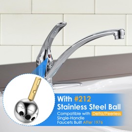 Dreyoo Single Handle Faucet Repair Kit with RP212 Stainless Steel Ball Valves and Knob Handles, Compatible with Delta/Peerless Single Handle Faucets, Replacement for RP77739 and 86971(1 Pack)